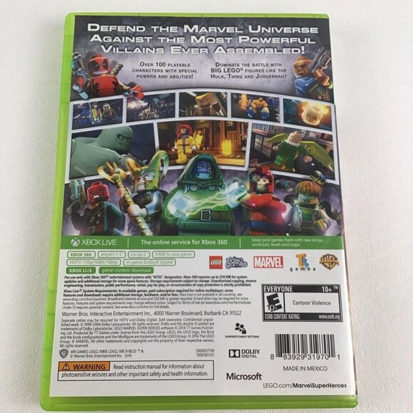 XBOX 360 Video Game Lego Marvel Super Heroes Defend Against Villains 2014 - Picture 3 of 6